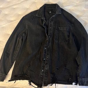 Black Distressed Jean Jacket